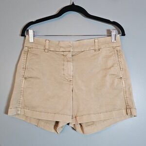 J.Crew Women's Chino Shorts Green Stretch Cotton Size 4 Flat Front Casual